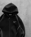 ŞERIT DETAYLI OVERSIZE FERMUARLI HIRKA SIYAH