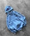 KAPÜŞON BASKILI OVERSIZE SWEATSHIRT MAVI