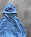 KAPÜŞON BASKILI OVERSIZE SWEATSHIRT MAVI