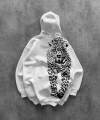 OFF THE SYSTEM BASKILI OVERSIZE KAPÜŞONLU SWEATSHIRT BEYAZ