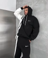Yan Şeritli Oversize Eşofman Takımı Siyah-Beyaz