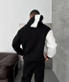 Yan Şeritli Oversize Eşofman Takımı Siyah-Beyaz