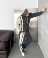 Yan Şeritli Oversize Eşofman Takımı Gri-Beyaz