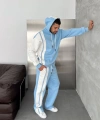 Yan Şeritli Oversize Eşofman Takımı Mavi-Beyaz