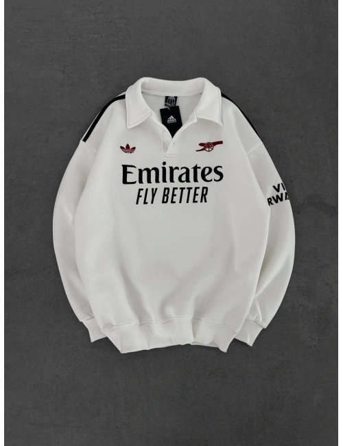 ARSENAL PREMIUM POLO SWEATSHİRT BEYAZ