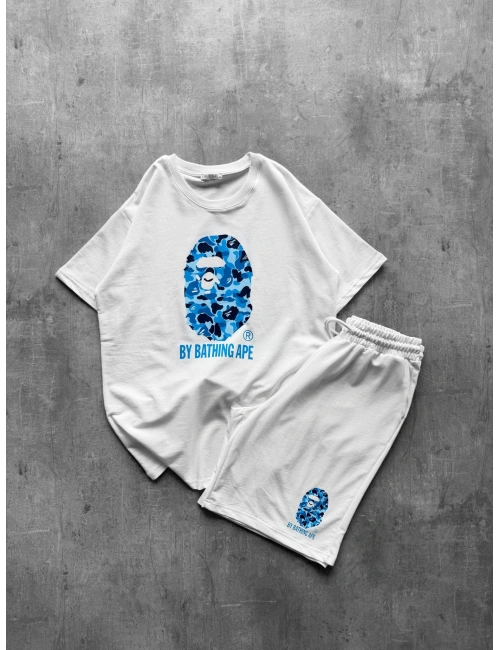 BAPE ŞORTLU TAKIM BEYAZ