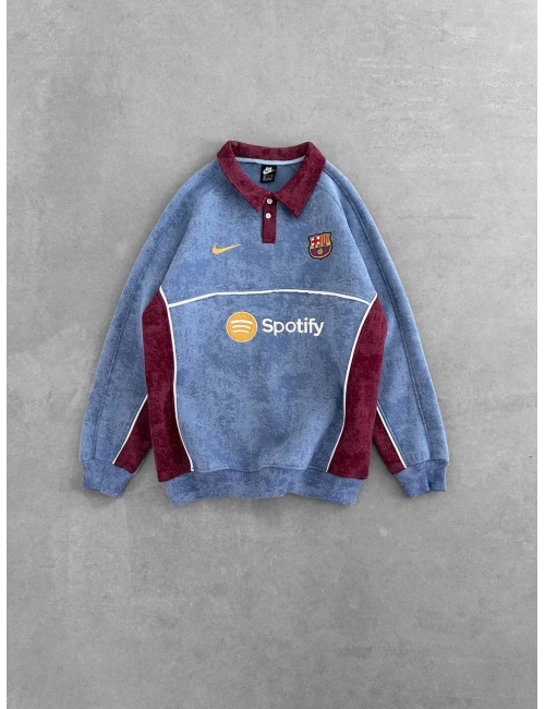 Barca Yıkamalı Oversize Sweatshirt Mavi