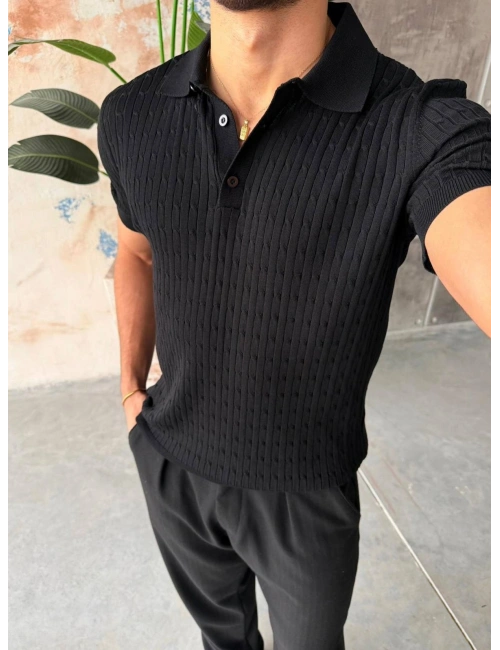 CASUAL TRİKO POLO YAKA SİYAH