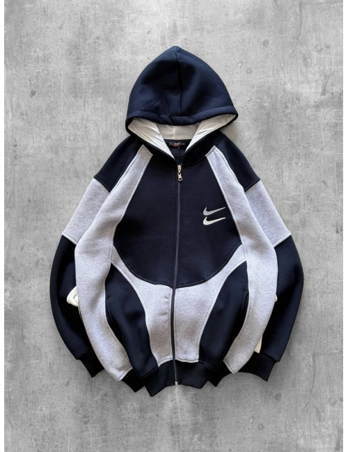 Double Logo Oversize Hırka Lacivert