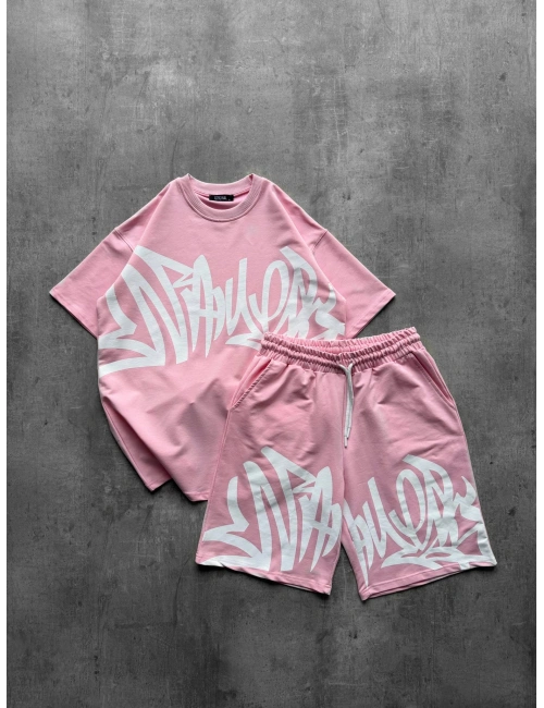 GRAFFİTİ ŞORTLU TAKIMI PEMBE