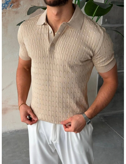 CASUAL TRİKO POLO YAKA BEJ