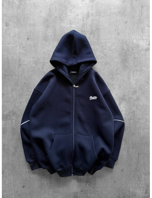 SIRT BASKILI OVERSIZE FERMUARLI HIRKA LACIVERT