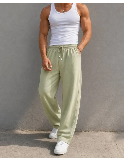 VİSKON KETEN BAGGY PANTOLON ADAÇAYI YEŞİLİ