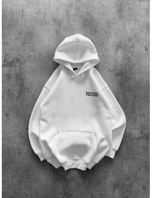 FOCUSED BASKILI OVERSIZE KAPÜŞONLU SWEATSHIRT BEYAZ