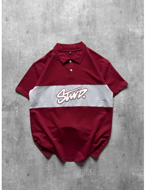 STW POLO YAKA ORTA ŞERİT TSHİRT KIRMIZI