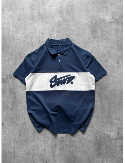 STW POLO YAKA ORTA ŞERİT TSHİRT MAVİ