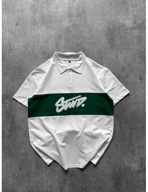 STW POLO YAKA ORTA ŞERİT TSHİRT BEYAZ