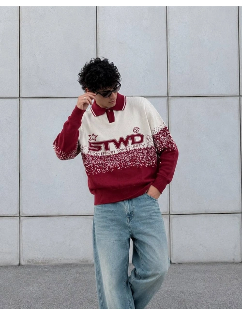STW POLO YAKA SWEAT BEYAZ KIRMIZI