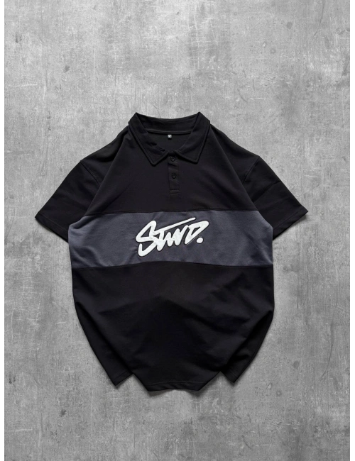 STW POLO YAKA ORTA ŞERİT TSHİRT SİYAH