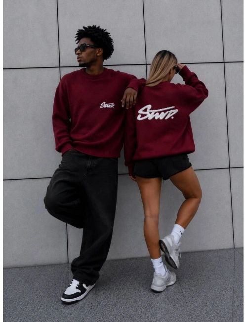 STW BİSİKLET YAKA SWEAT BORDO