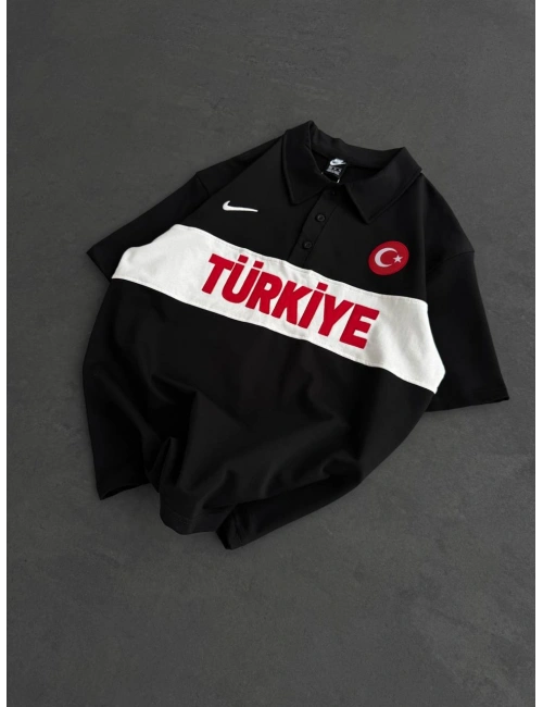 TÜRKİYE ORTA POLO YAKA TSHİRT SİYAH