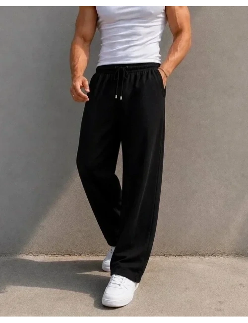 VİSKON KETEN BAGGY PANTOLON SİYAH