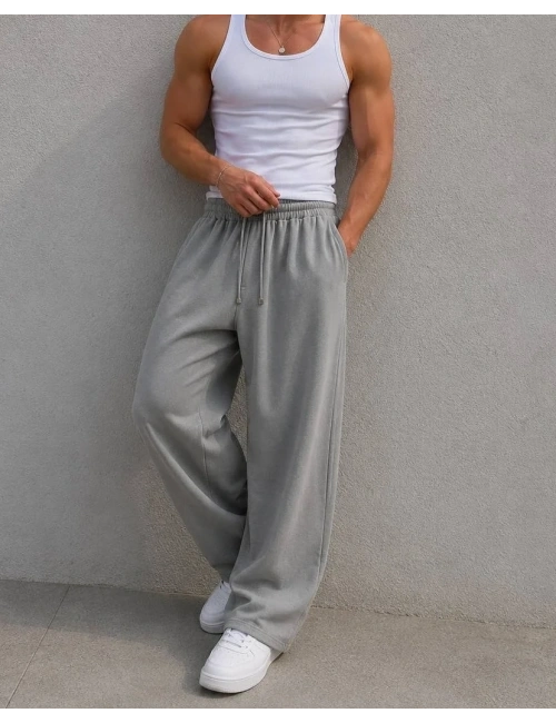 VİSKON KETEN BAGGY PANTOLON GRİ