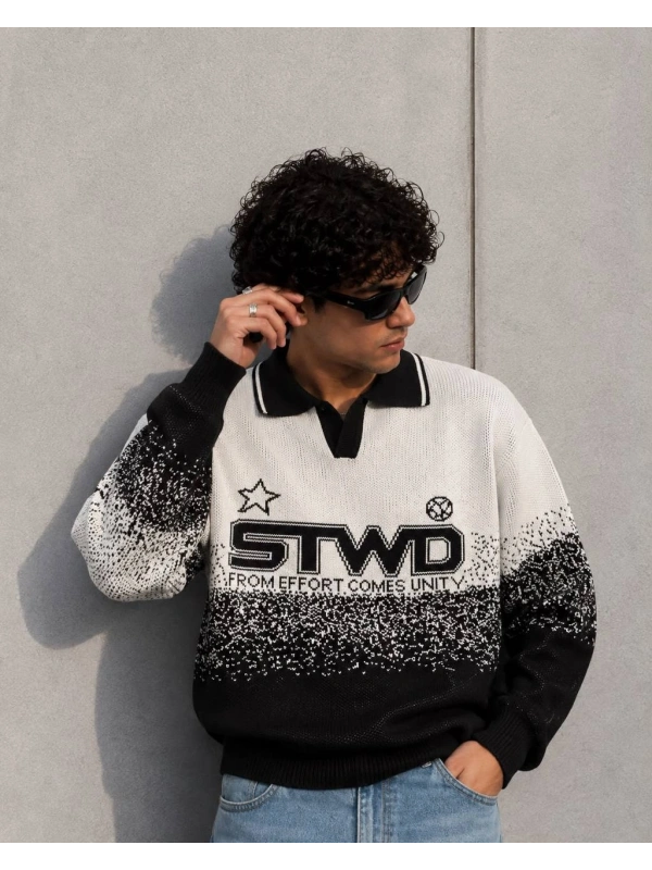 STW POLO YAKA SWEAT BEYAZ SİYAH