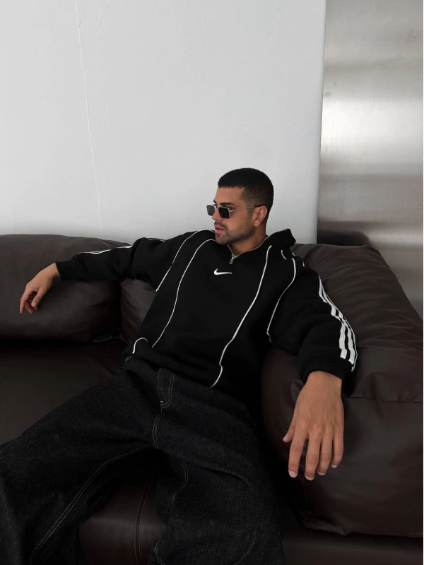 NKE FERMUARLI SWEATSHİRT SİYAH