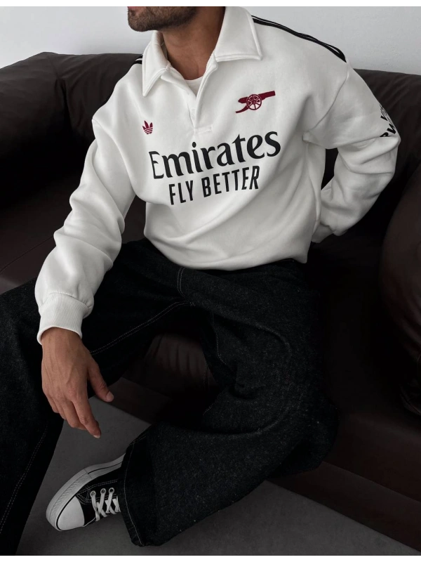 ARSENAL PREMIUM POLO SWEATSHİRT BEYAZ