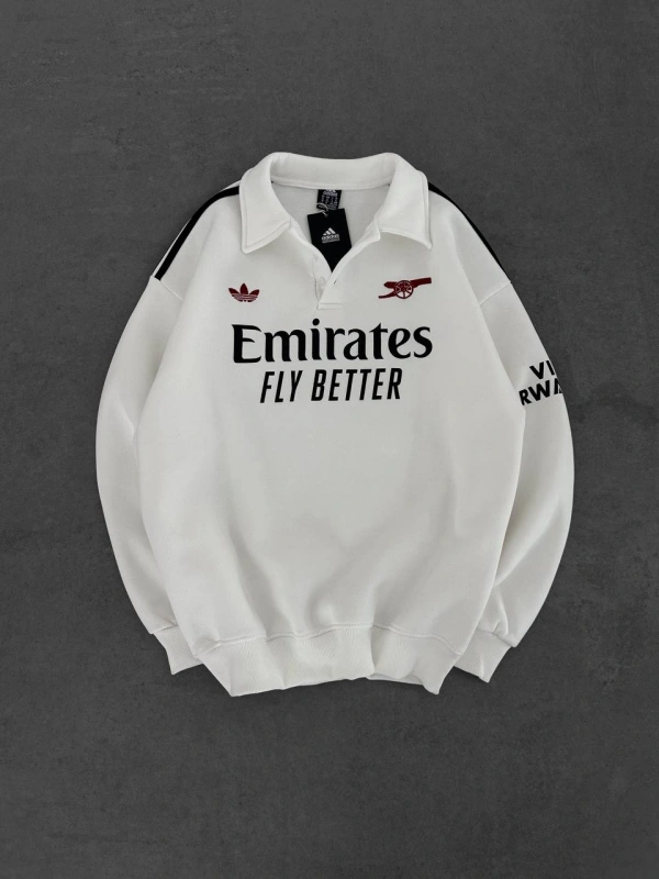 ARSENAL PREMIUM POLO SWEATSHİRT BEYAZ