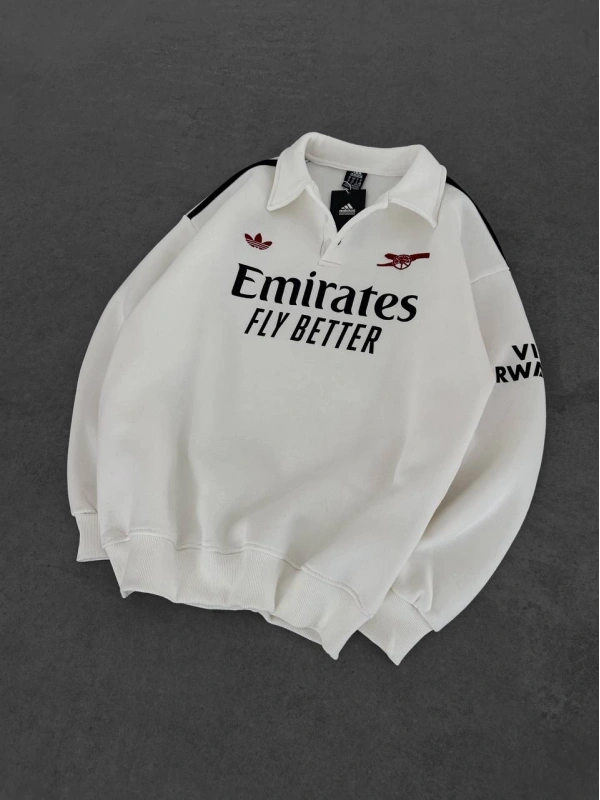 ARSENAL PREMIUM POLO SWEATSHİRT BEYAZ