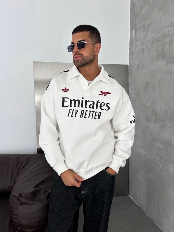 ARSENAL PREMIUM POLO SWEATSHİRT BEYAZ