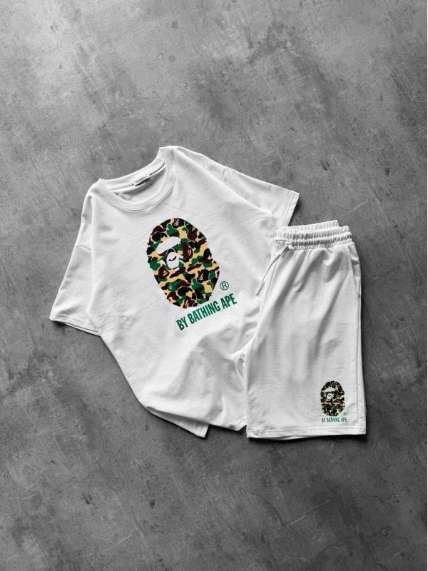 BAPE ŞORTLU TAKIM BEYAZ