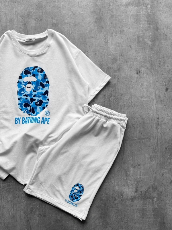 BAPE ŞORTLU TAKIM BEYAZ