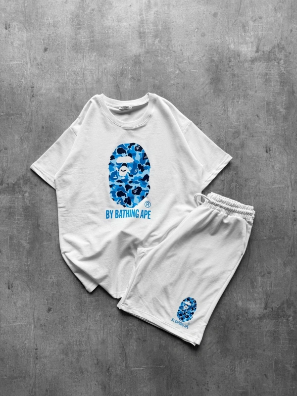 BAPE ŞORTLU TAKIM BEYAZ