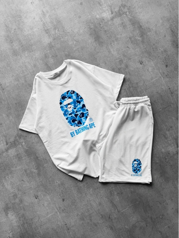 BAPE ŞORTLU TAKIM BEYAZ