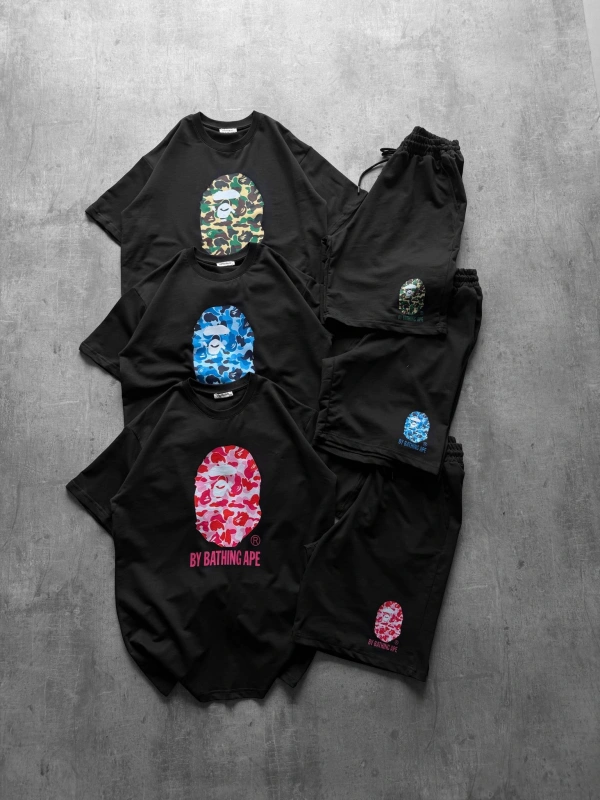 BAPE ŞORTLU TAKIM SİYAH
