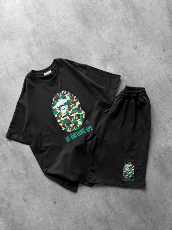 BAPE ŞORTLU TAKIM SİYAH