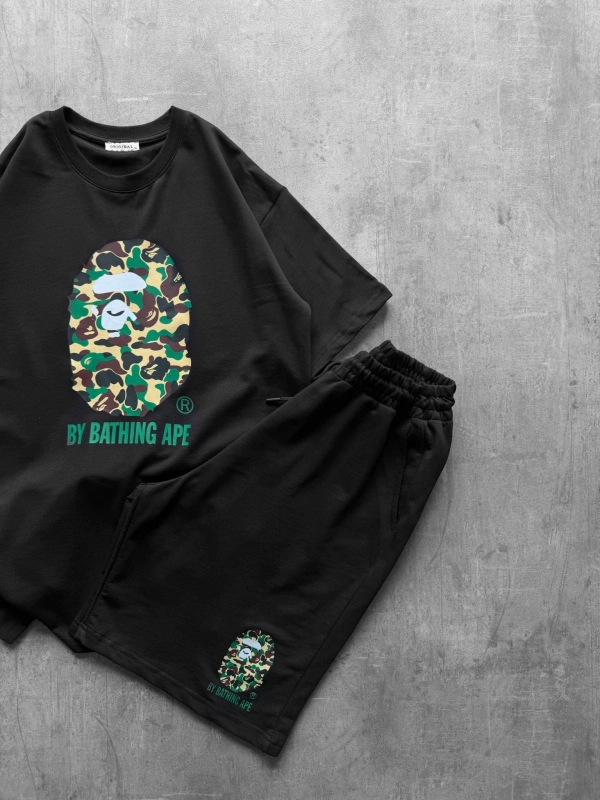 BAPE ŞORTLU TAKIM SİYAH