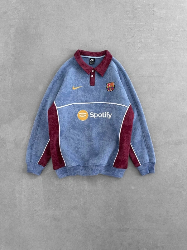Barca Yıkamalı Oversize Sweatshirt Mavi