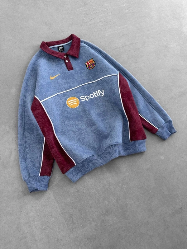 Barca Yıkamalı Oversize Sweatshirt Mavi