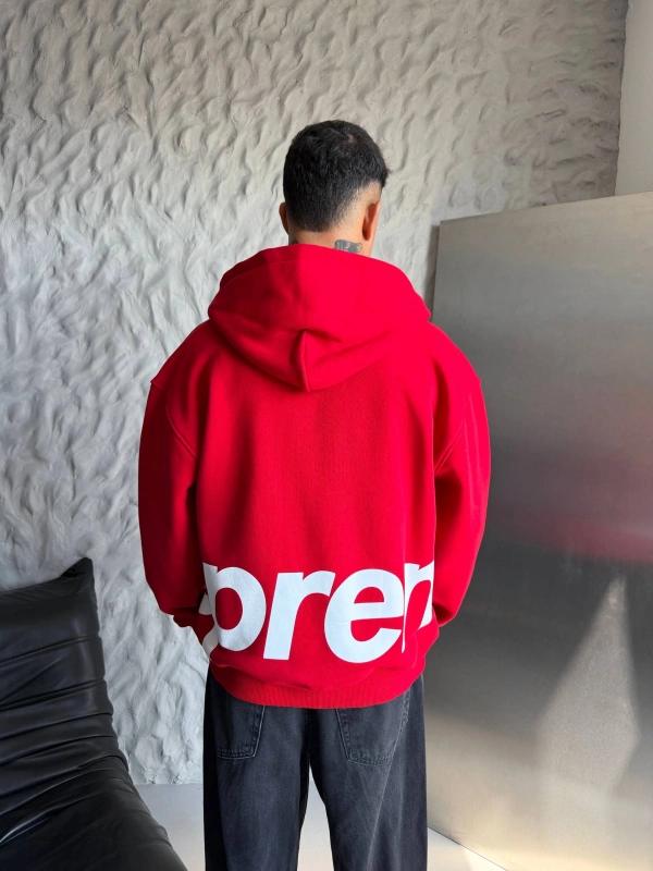 SUPREME OVERSİZE HIRKA KIRMIZI