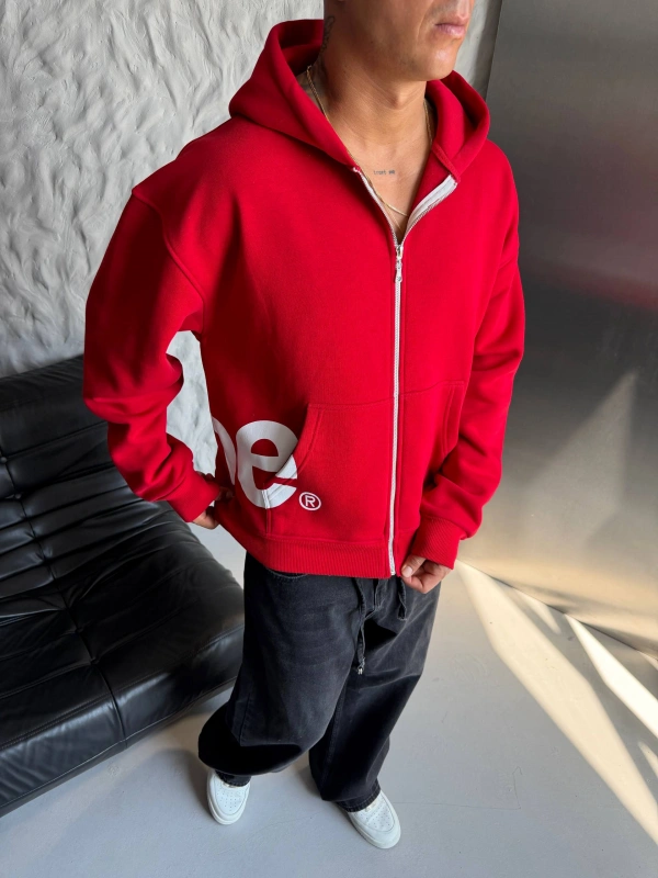 SUPREME OVERSİZE HIRKA KIRMIZI