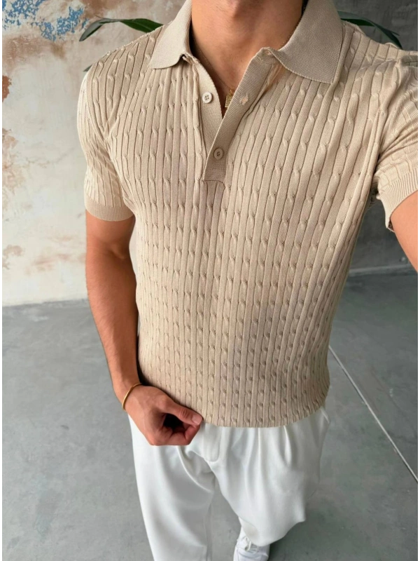 CASUAL TRİKO POLO YAKA BEJ