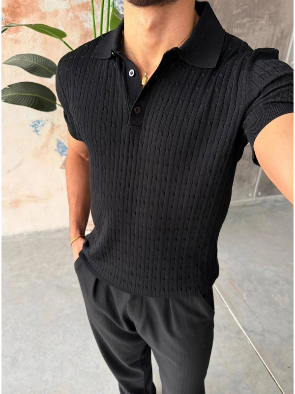 CASUAL TRİKO POLO YAKA SİYAH