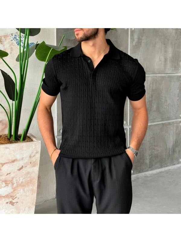 CASUAL TRİKO POLO YAKA SİYAH