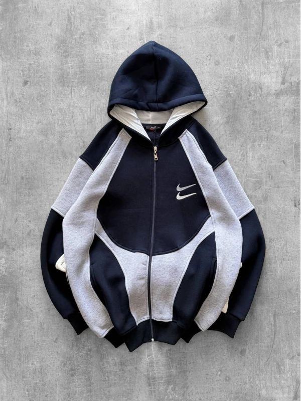 Double Logo Oversize Hırka Lacivert