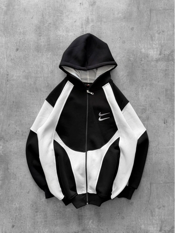 Double Logo Oversize Hırka Siyah