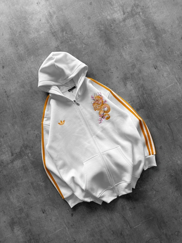 EJDERHA NAKIŞLI OVERSIZE HIRKA BEYAZ